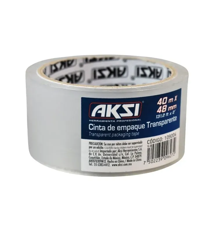 Cinta Transparente AKSI 40 Metros 109004 - Adhesivo Acrílico