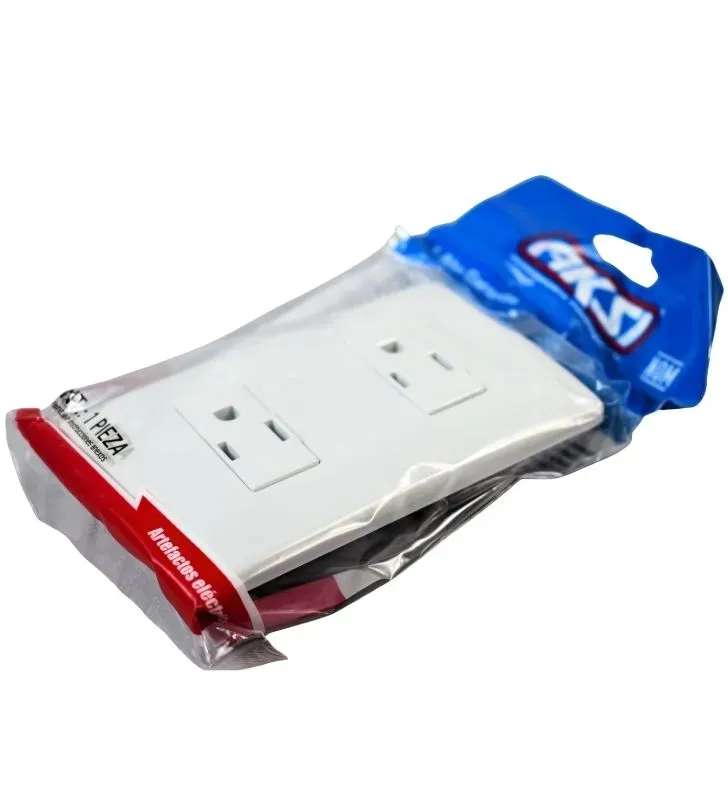 Contacto Doble Aterrizado AKSI con Placa 118371 - Kit Completo