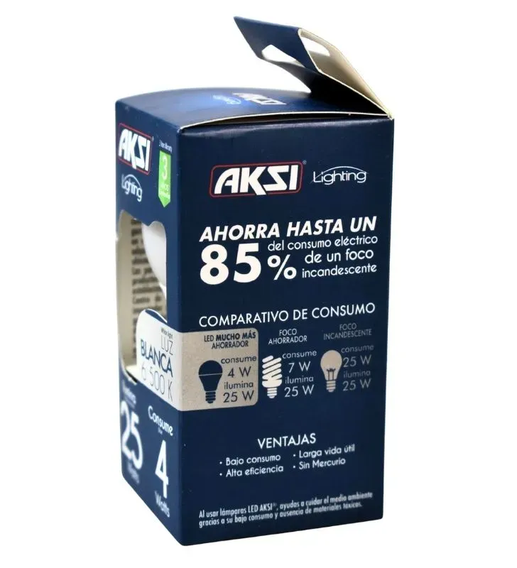 Foco LED AKSI 4W A15 Luz Blanca 325lm - Compacto y Eficiente
