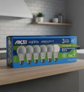 Pack 6 Focos LED AKSI 9W ECO Luz Blanca - Ahorro Máximo