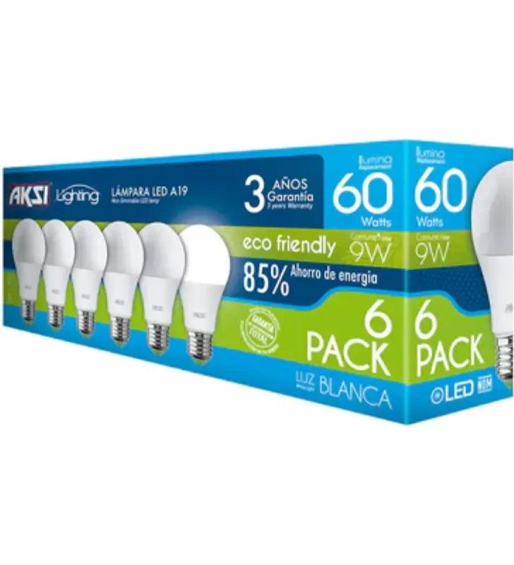 Pack 6 Focos LED AKSI 9W ECO Luz Blanca - Ahorro Máximo