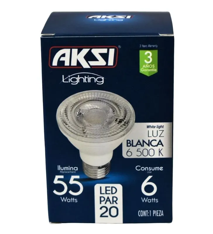 Foco LED PAR 20 AKSI 6W Luz Blanca 6500K - Iluminación de Acento