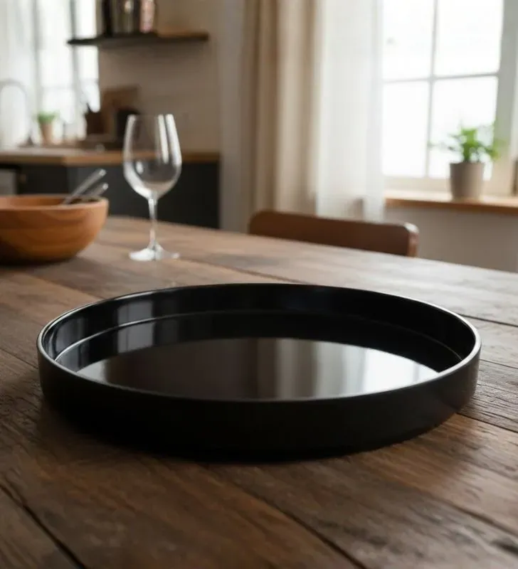 Plato Redondo Travessa 20.5 cm Melamina Negra - Modelo 105-015-165