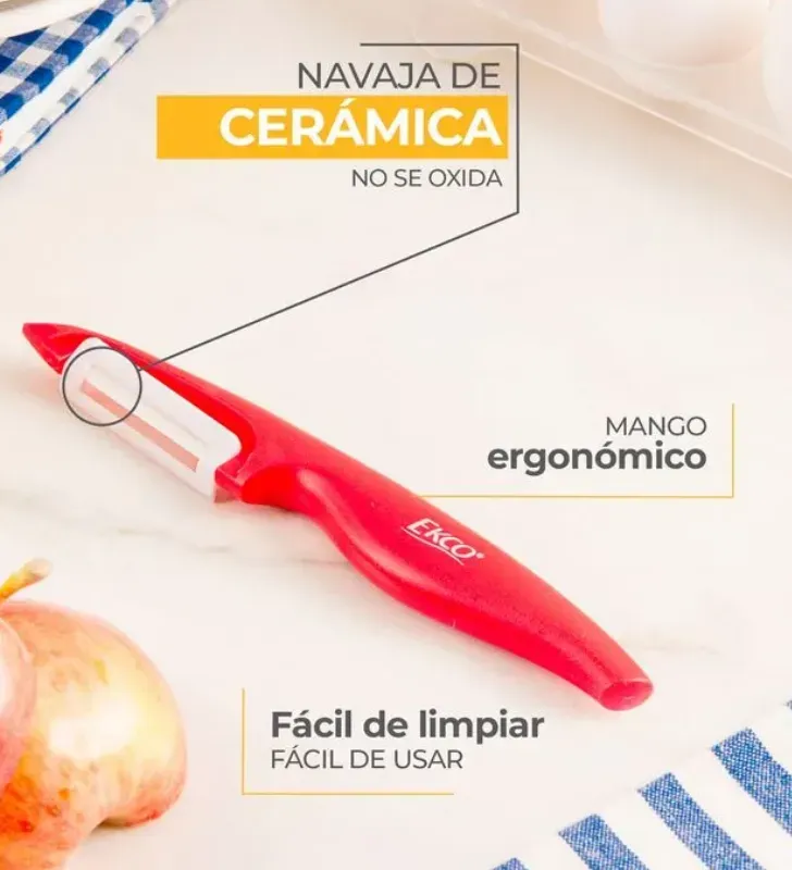 Pelador de Papas Ekco Classic - Navaja de Cerámica Ergonómico