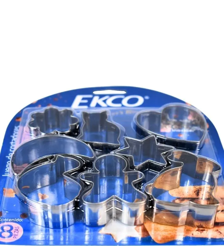 Set Corta Galletas Ekco Baker's Secret 8 Pzs - Plateado Satinado
