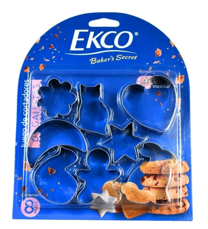 Set Corta Galletas Ekco Baker's Secret 8 Pzs - Plateado Satinado
