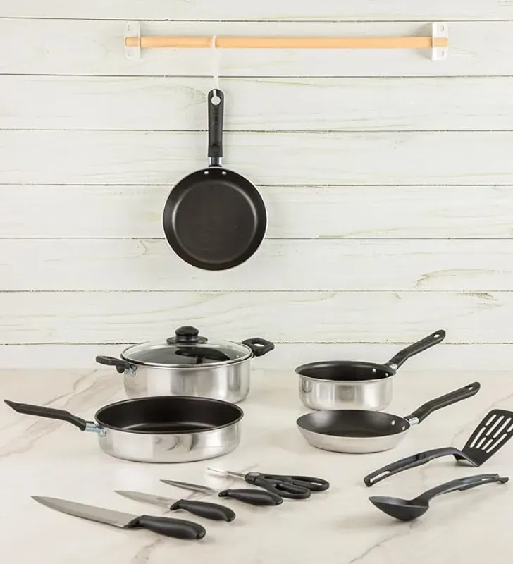 Batería de Cocina Ekco 12 Piezas - Aluminio Antiadherente Plata