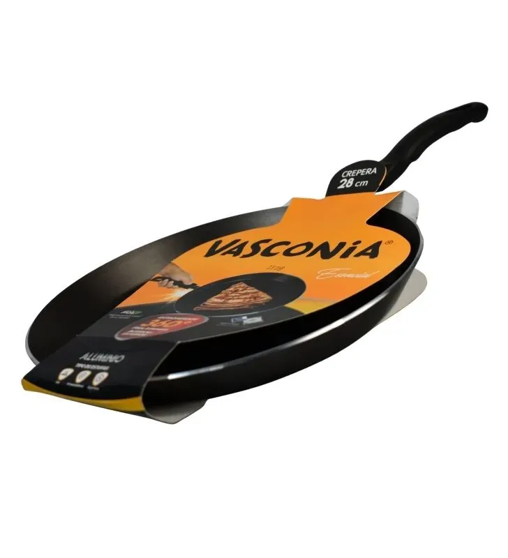 Crepera Vasconia Esencial 28 cm Negra - Antiadherente 360°