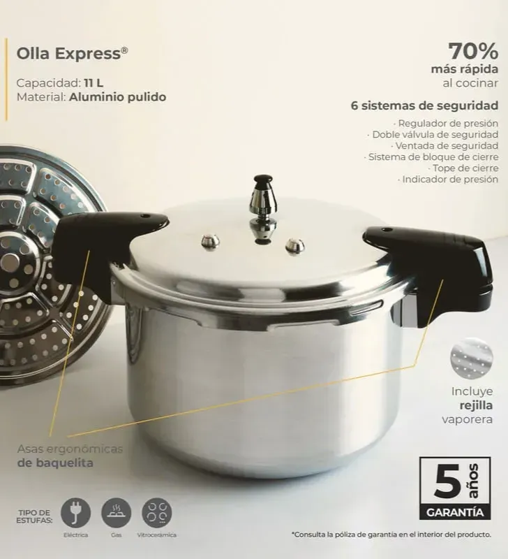 Olla Express Ekco 11 Litros 38731 - Aluminio y Seguridad