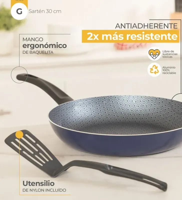Sartén Antiadherente Ekco Classic 30 cm Azul - Modelo 67397