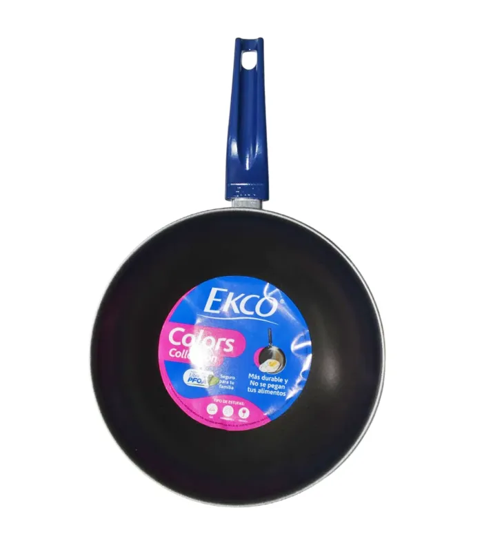 Wok Ekco 24 cm Azul – Acero esmaltado antiadherente
