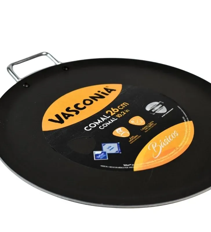 Comal Vasconia Esencial 26 cm Negro - Aluminio Antiadherente