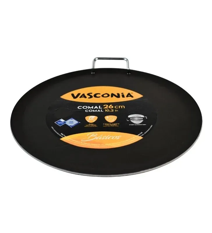 Comal Vasconia Esencial 26 cm Negro - Aluminio Antiadherente