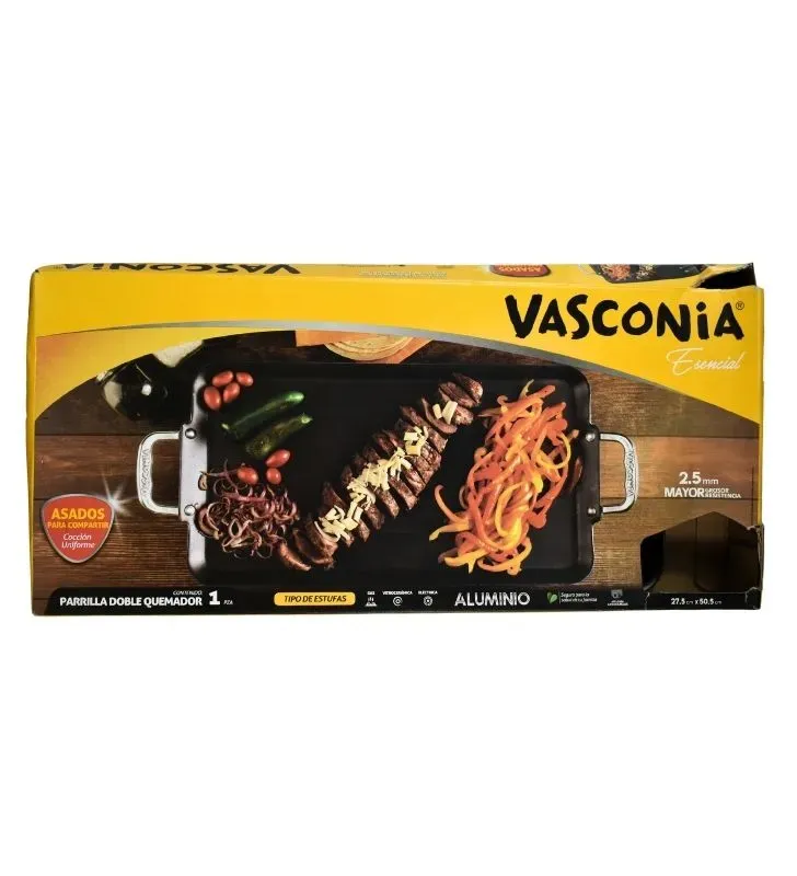 Plancha Rectangular Vasconia Doble Quemador - Modelo 30587