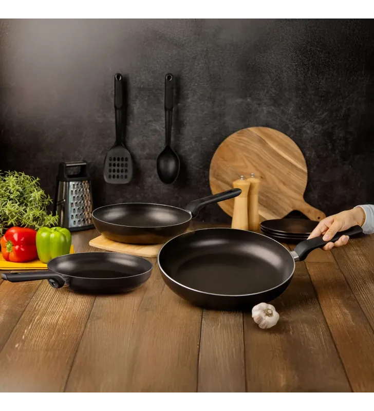 Set sartenes 20/24/30 cm negro – antiadherente vasconia