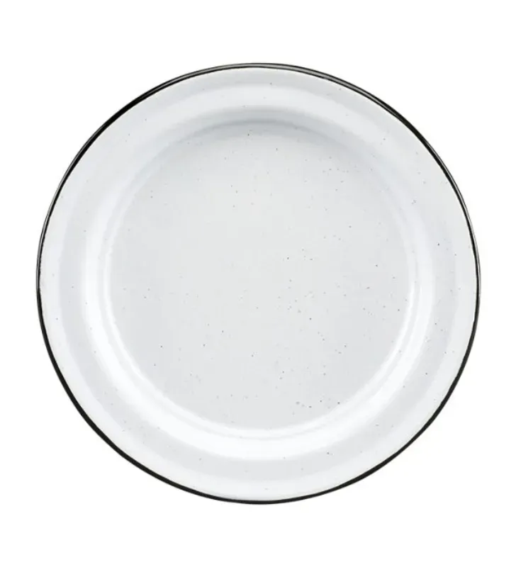 Plato Plano de Peltre 22 cm CINSA - Blanco Jaspeado Filo Negro