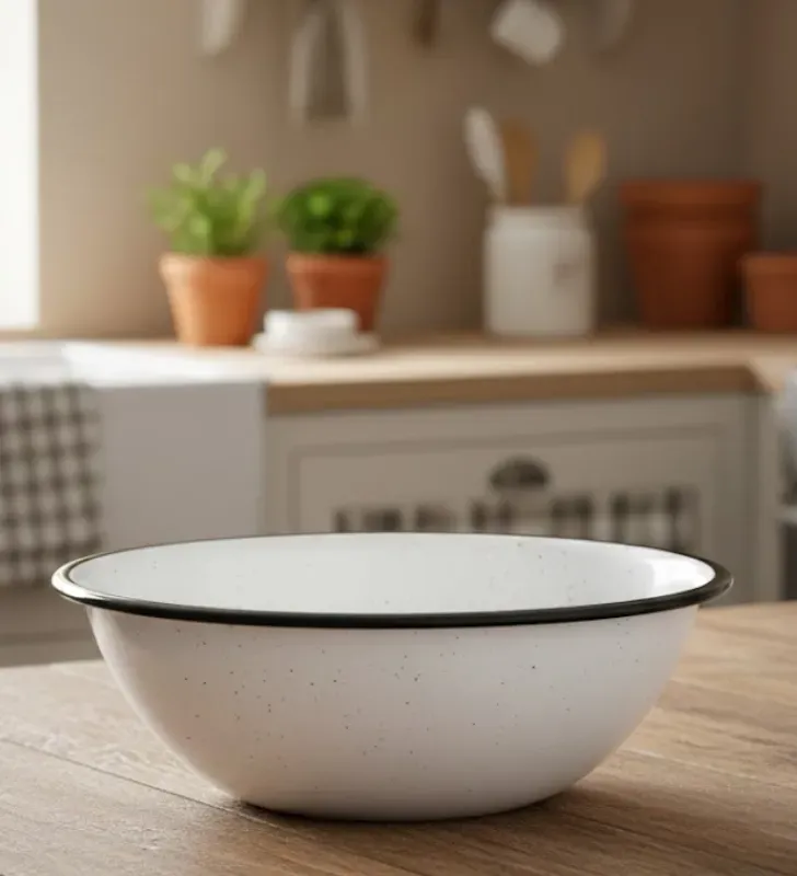 Bowl de Peltre 18 cm CINSA (1.2L) - Blanco Jaspeado