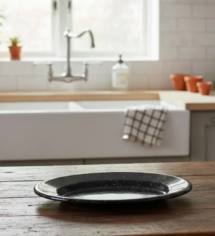 Plato Plano 16 cm con Ala CINSA - Negro Brillante Jaspeado