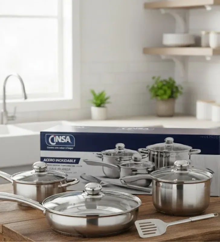 Batería Irlanda CINSA 9 Piezas - Acero Inoxidable y Vidrio