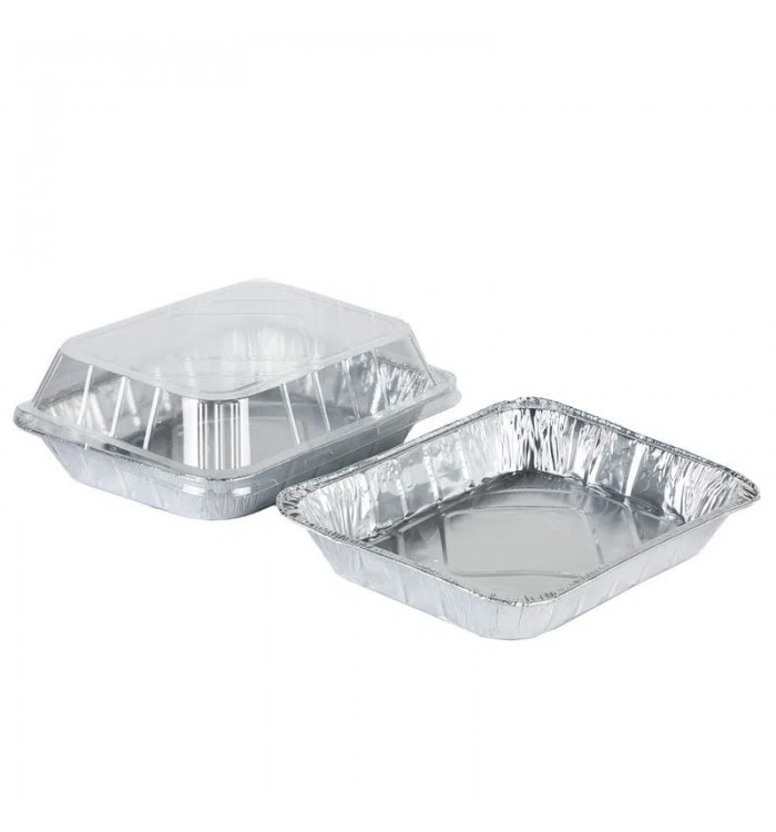  Charolas desechables de aluminio para cocina al vapor, colocar  en la mesa, comida para llevar, lasagna, con cubierta, tapa : Hogar y Cocina