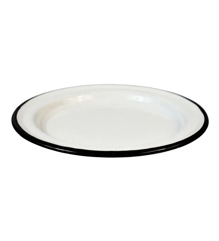 Plato Plano de Peltre 22 cm CINSA - Blanco Jaspeado Filo Negro