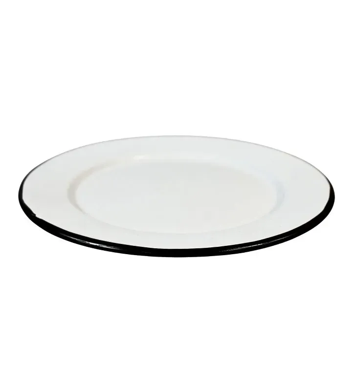 Plato Plano 24 cm con Ala CINSA - Peltre Blanco Jaspeado