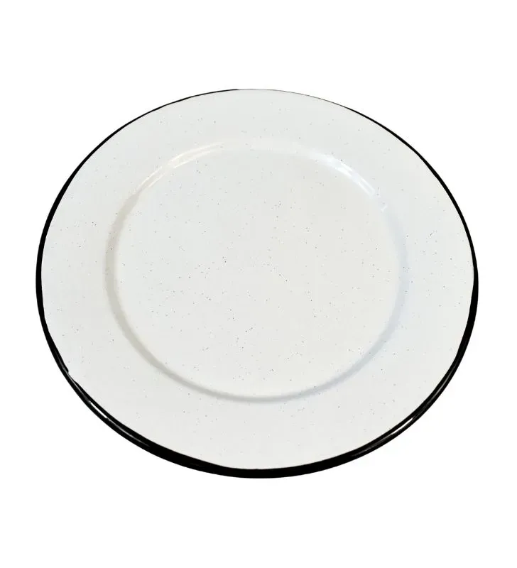 Plato Plano 24 cm con Ala CINSA - Peltre Blanco Jaspeado