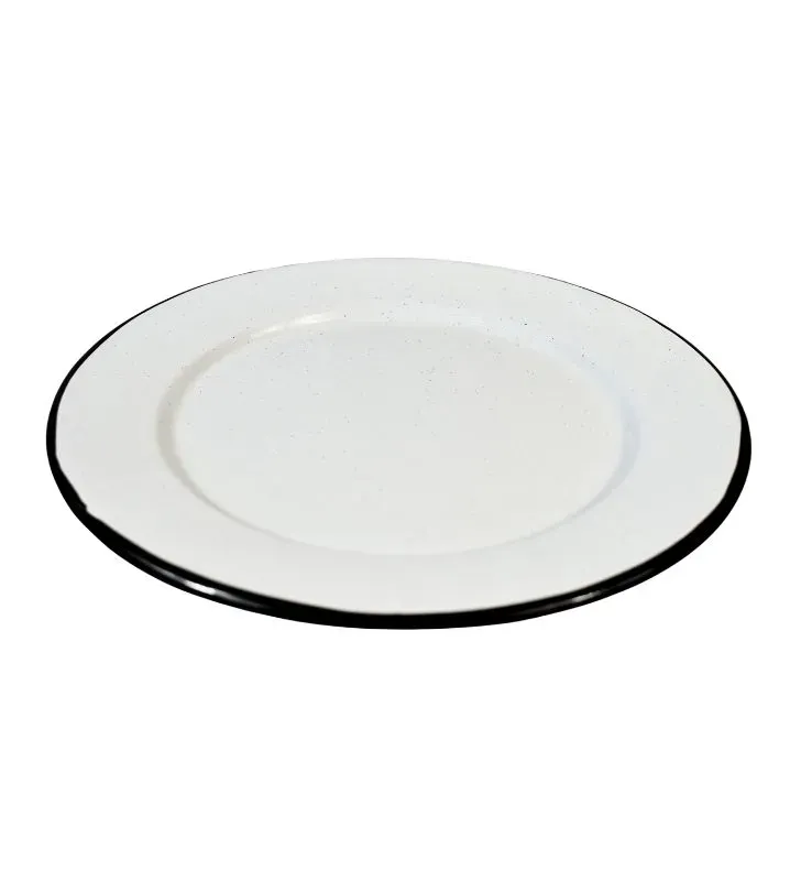 Plato Plano 24 cm con Ala CINSA - Peltre Blanco Jaspeado