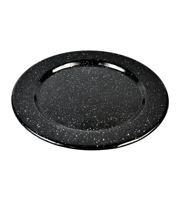 Plato Plano 27 cm con Ala CINSA - Negro Brillante Jaspeado