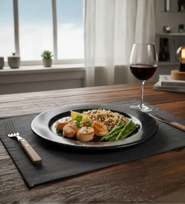 Plato Plano 27 cm con Ala CINSA - Negro Brillante Jaspeado