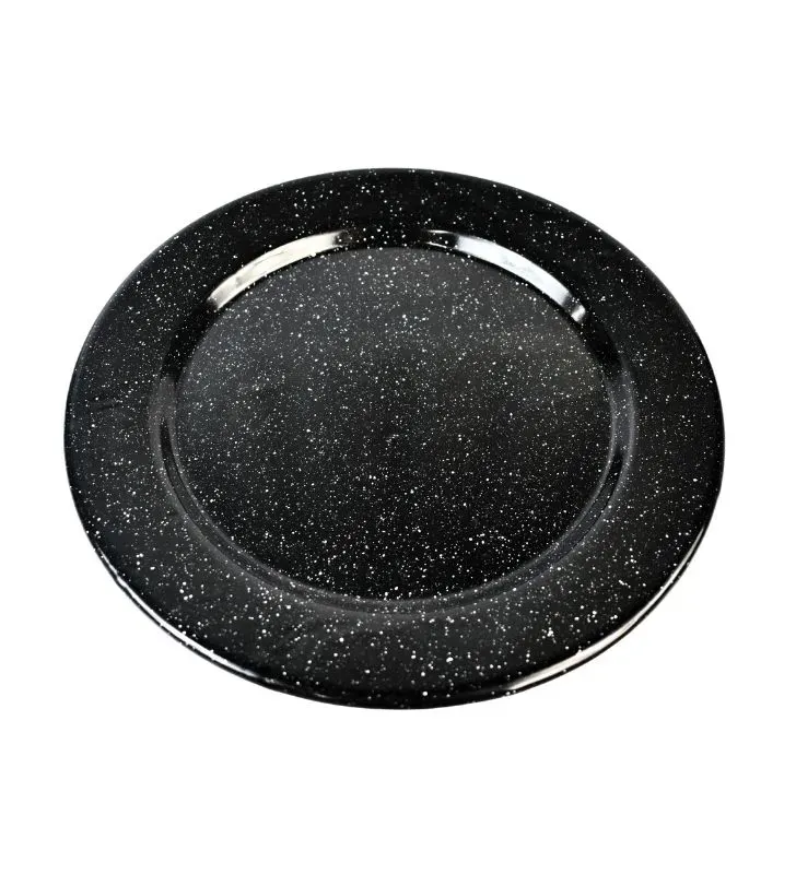 Plato Plano 27 cm con Ala CINSA - Negro Brillante Jaspeado