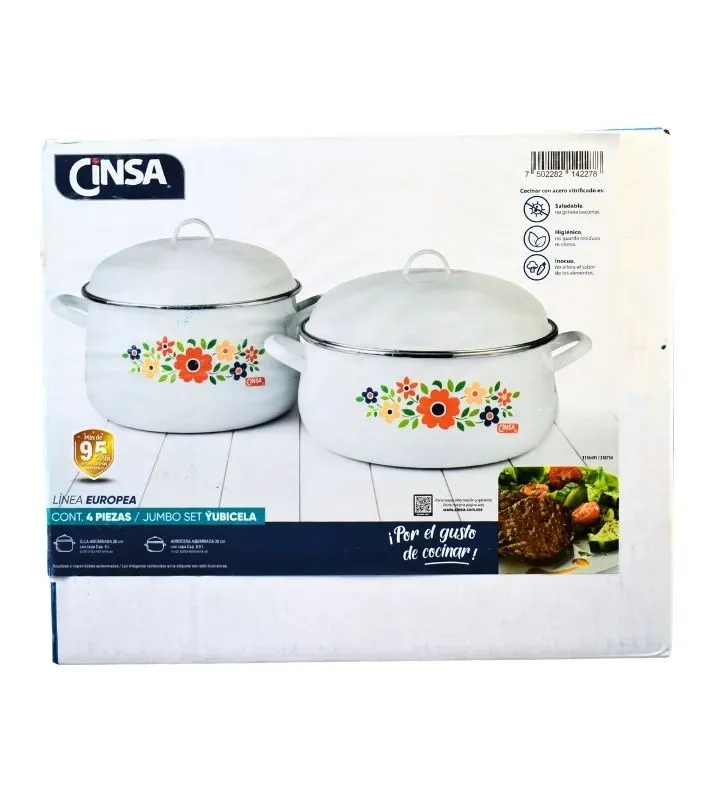 Jumbo Set CINSA Yubicela 318734 - Olla y Arrocera Blanca Silver