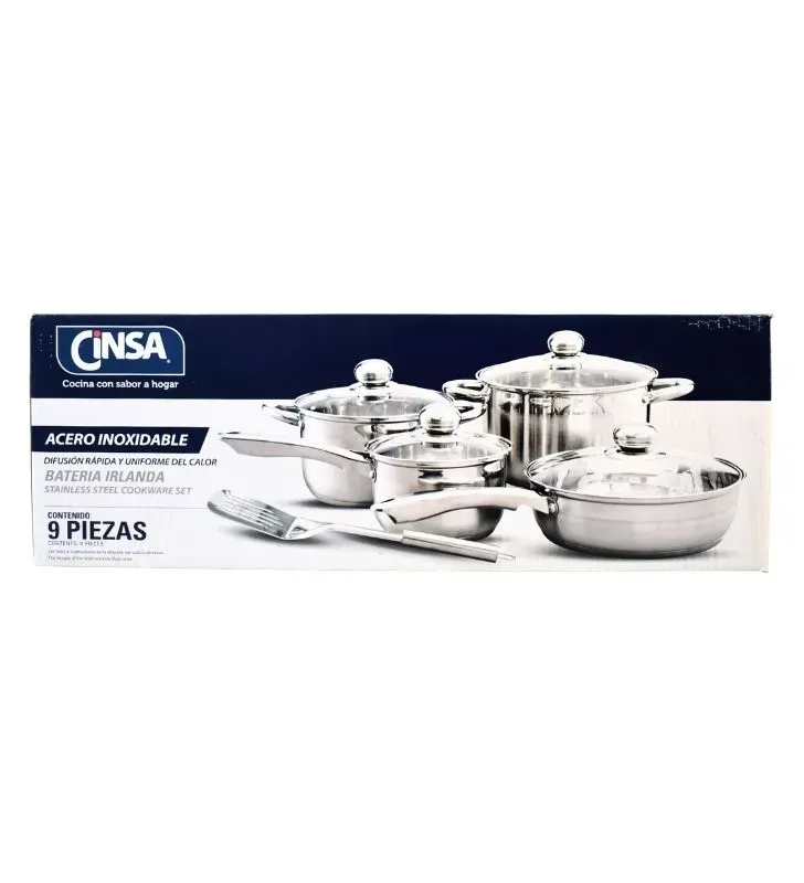 Batería Irlanda CINSA 9 Piezas - Acero Inoxidable y Vidrio