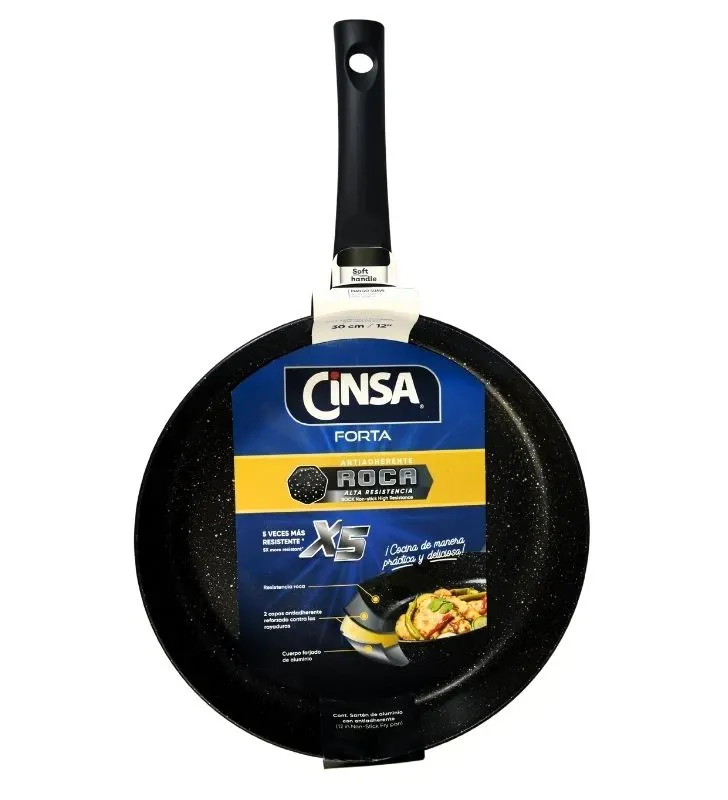 Sartén CINSA Roca 30 cm - Aluminio Forjado 3.2 mm con Spatter
