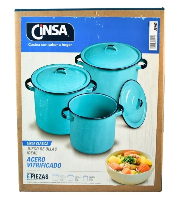 Juego de Ollas CINSA Ideal Azul Turquesa - 6 Piezas Peltre