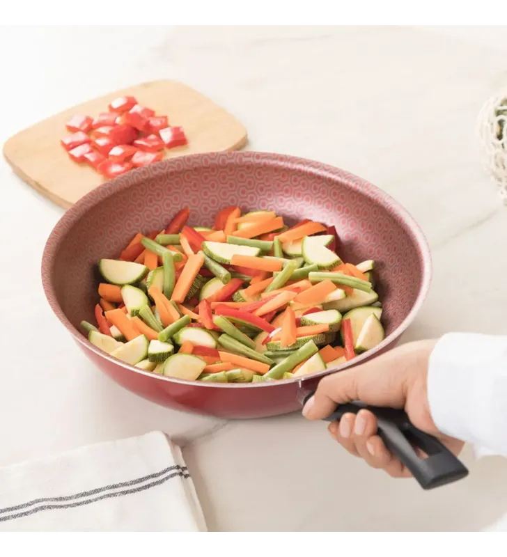 Wok 28 cm rojo Classic – antiadherente, ideal salteados