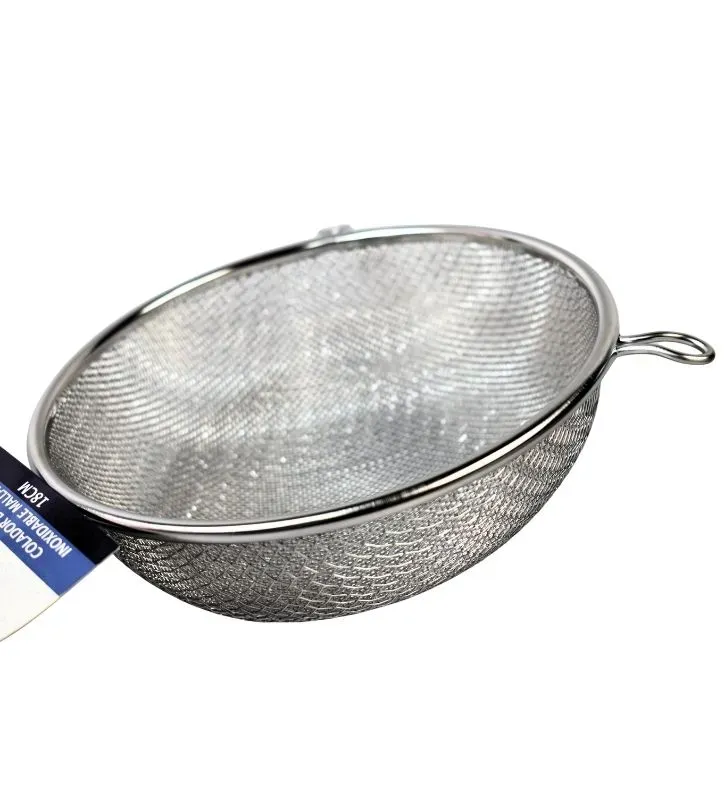 Colador Travessa 18cm Acero Inox - Malla Doble y Mango Madera