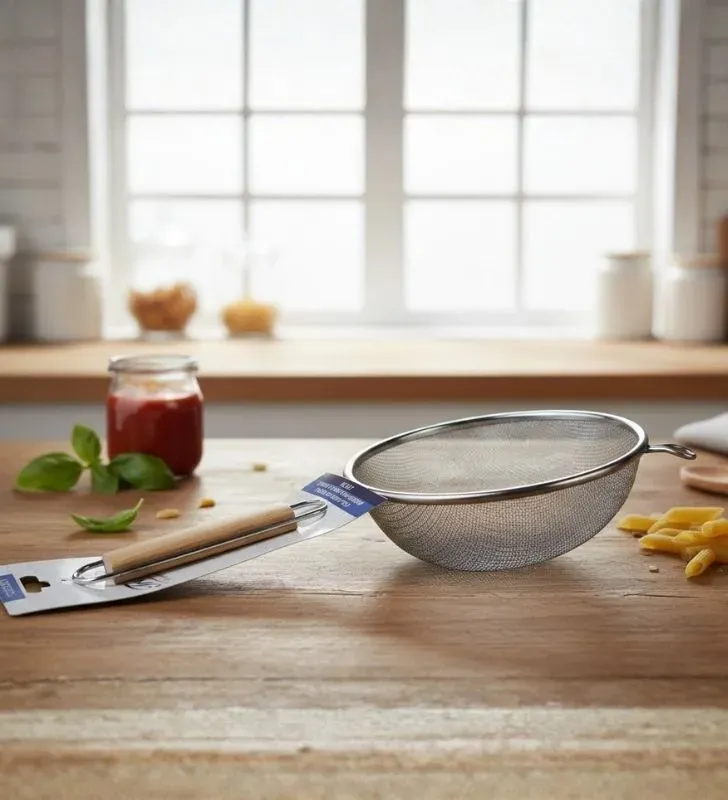 Colador Travessa 18cm Acero Inox - Malla Doble y Mango Madera