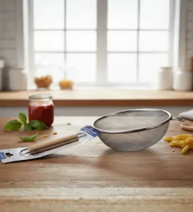 Colador Travessa 18cm Acero Inox - Malla Doble y Mango Madera