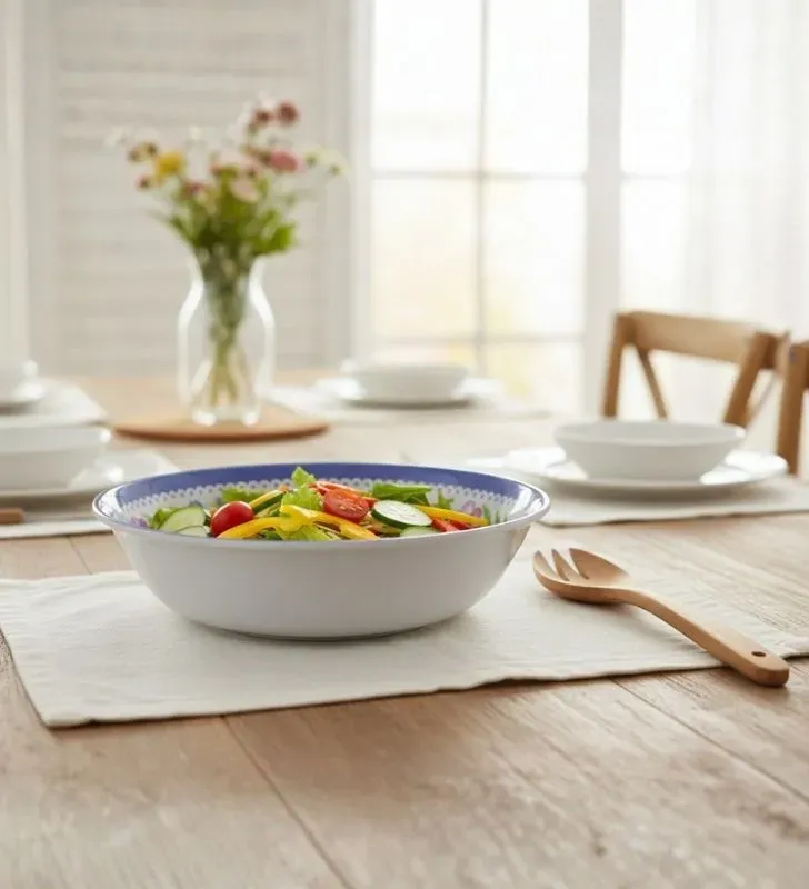 Tazón de Ensalada 8" Melamina TRAVESSA - Diseño Floral Resistente