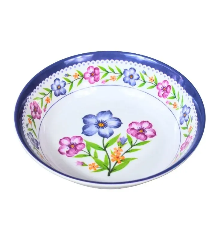 Tazón de Ensalada 8" Melamina TRAVESSA - Diseño Floral Resistente