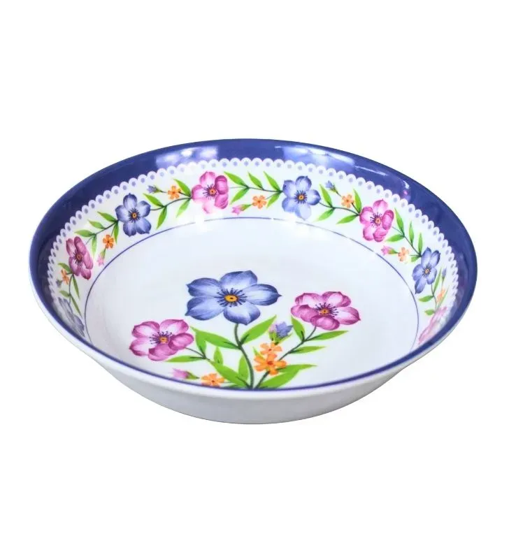 Tazón de Ensalada 8" Melamina TRAVESSA - Diseño Floral Resistente