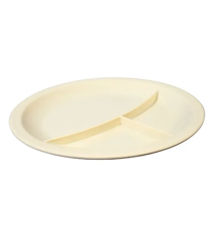 Plato 3 Secciones 9" Melamina Beige TRAVESSA - Resistente e Institucional