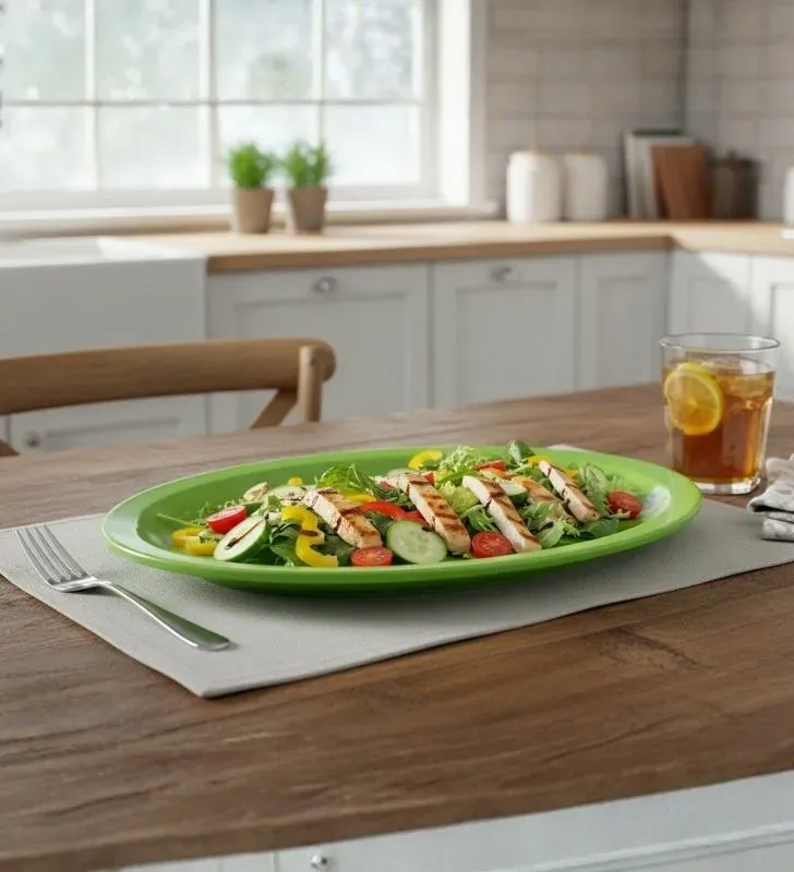 Plato Ovalado 11.5" Melamina Verde TRAVESSA - Resistente y Amplio