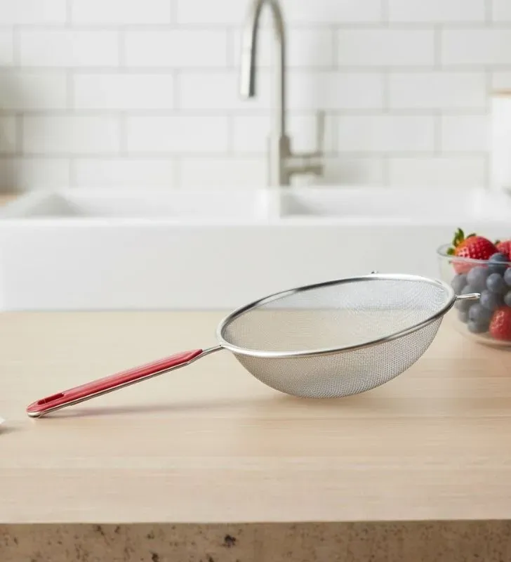 Colador Cromado 20cm TRAVESSA 022-006-020 - Mango Rojo