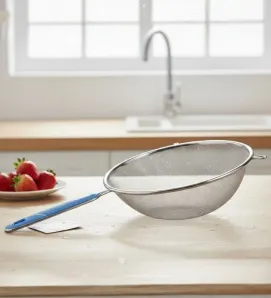 Colador Cromado 22cm TRAVESSA 022-006-022 - Mango Azul