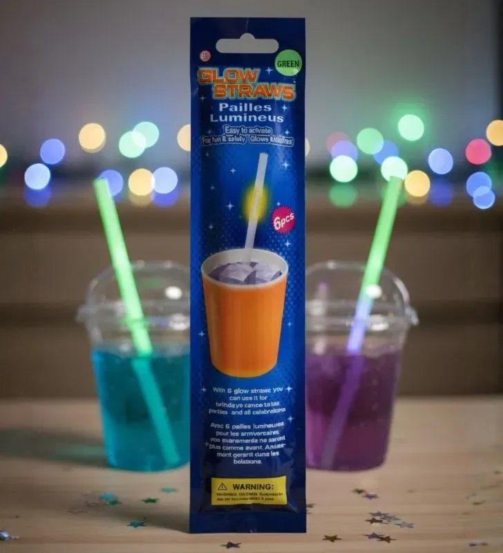 Pajitas Luminosas ZAZ II 8798Y - Pack 6 Piezas para Fiestas