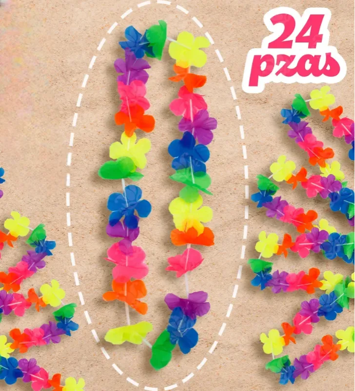 Collar Hawaiano Neón ZAZ II 8748Y - 24 Flores por Collar