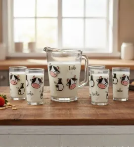 Juego de Agua Vacas Leche Crisa 7 Piezas - Jarra 1.8L