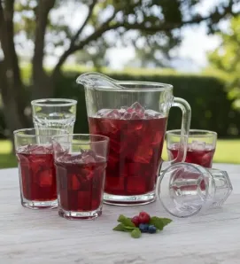 Juego de Agua Moderno Crisa 5 Piezas - Jarra 1.77L y 4 Vasos